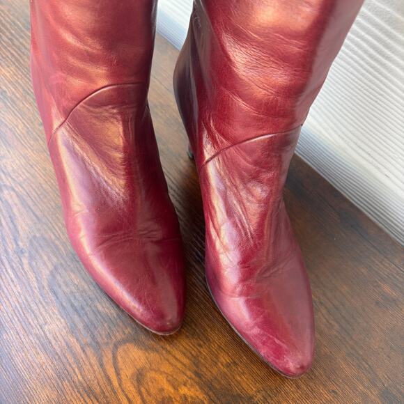 Bruno Magli Women’s Leather Tall Heeled Boots Size 9.5 (40) Burgundy• Italian - Picture 5 of 15
